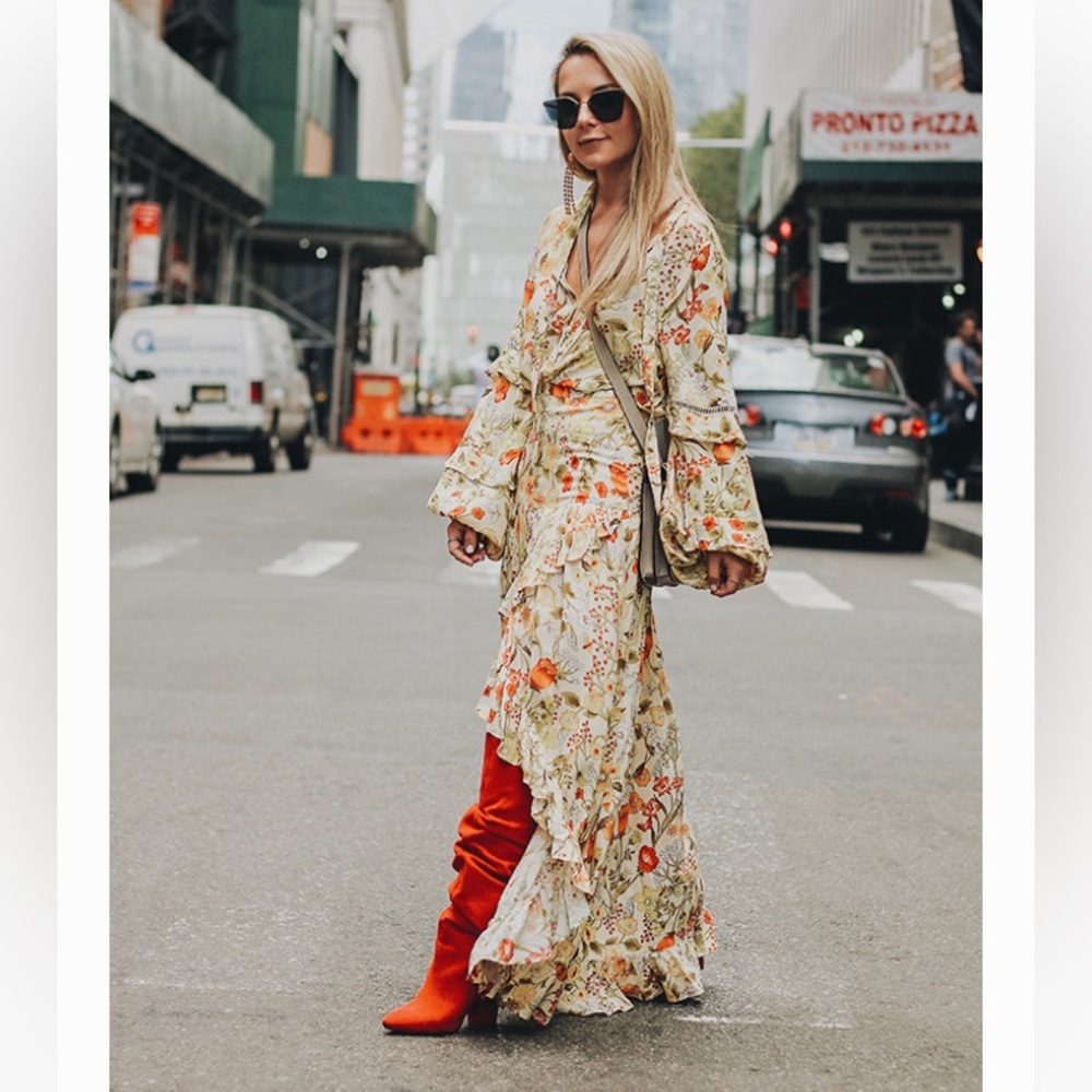 Nine West Scastien red suede slouchy boot influencer pick just over the knee 8